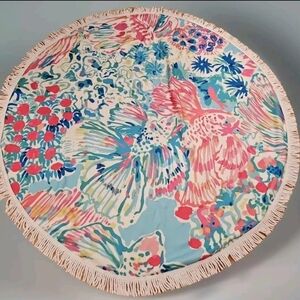 Preppy Under The Sea Towel Blanket Round Pastel 58-in diameter